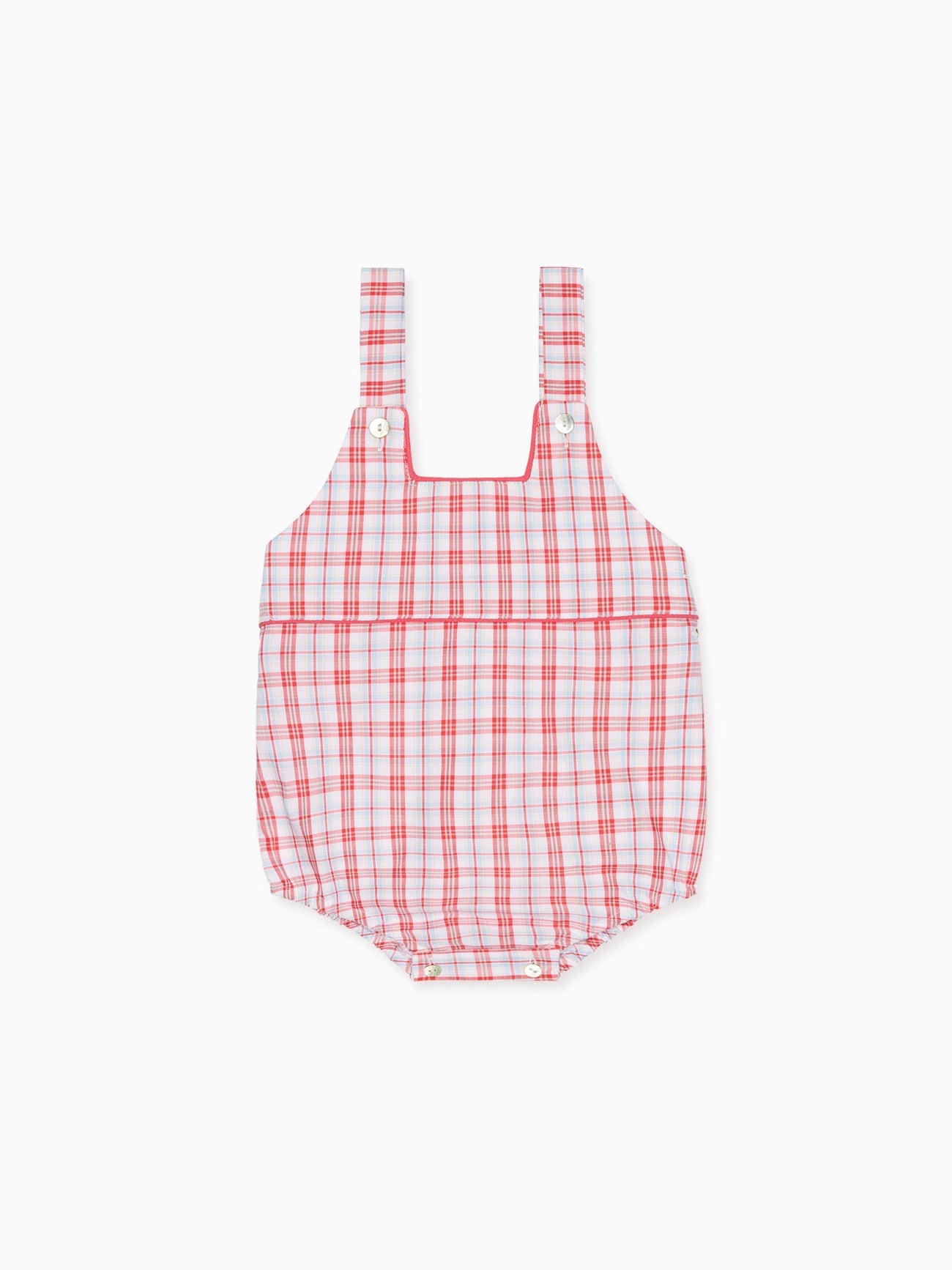 Red Check Marina Baby Romper Overalls