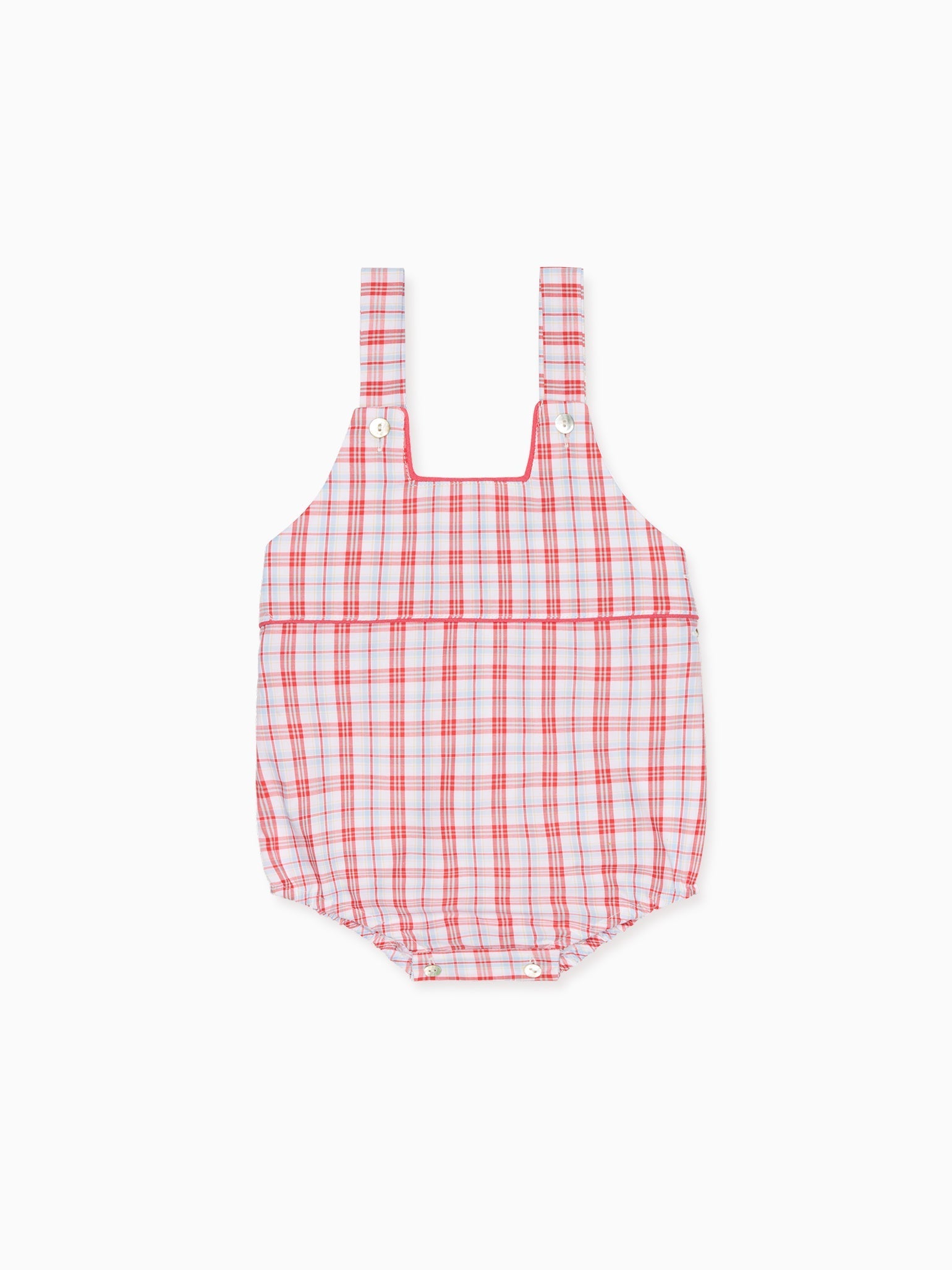 Red Check Marina Baby Romper Overalls