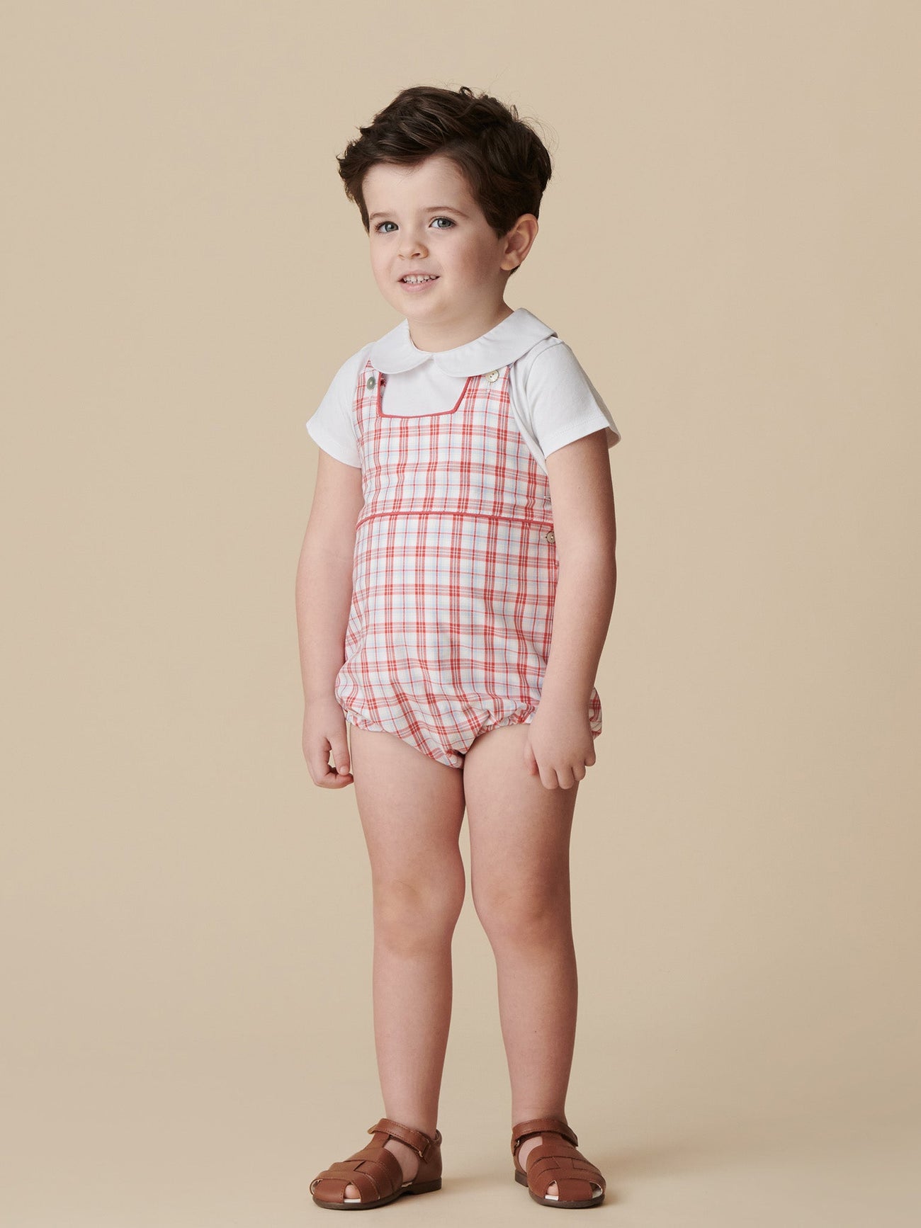 Red Check Marina Baby Romper Overalls