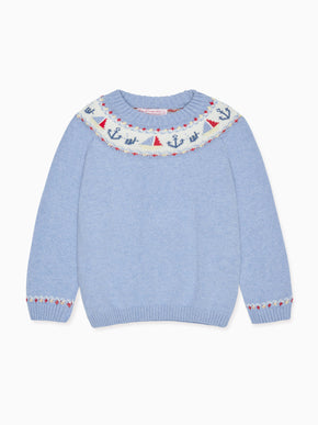 Dusty Blue Maritimo Cotton Boy Jumper