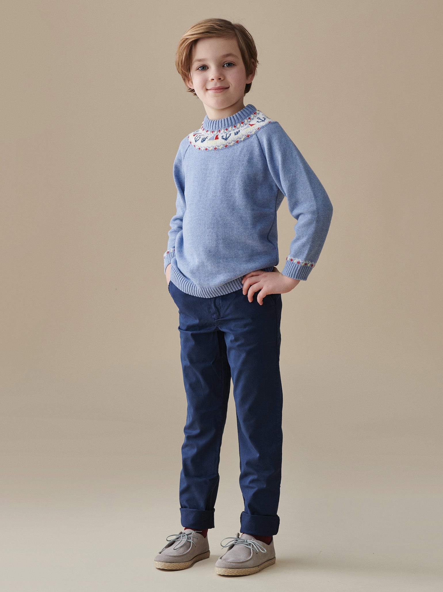 Dusty Blue Maritimo Cotton Boy Jumper