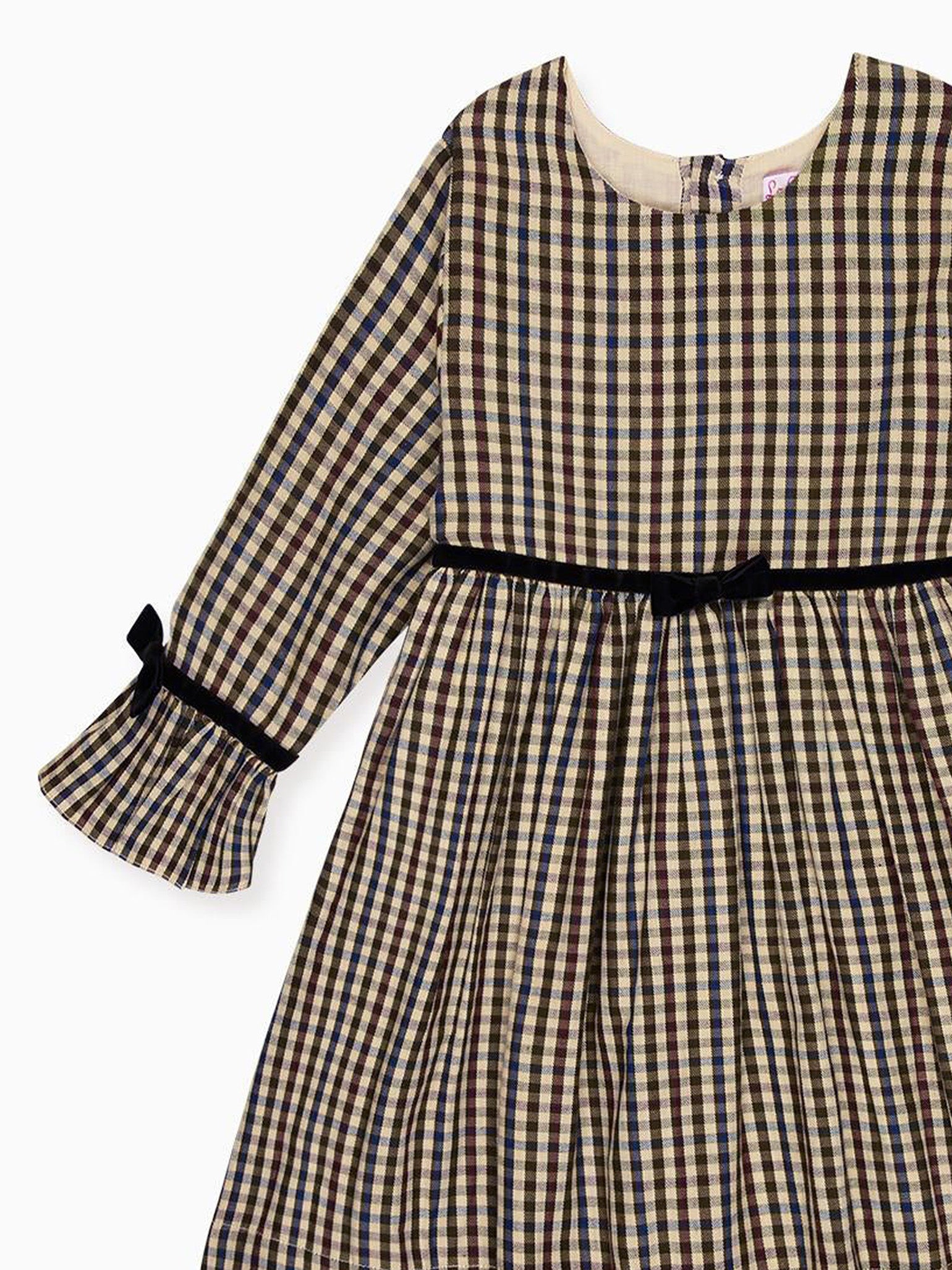 Burgundy Check Marta Girl Dress
