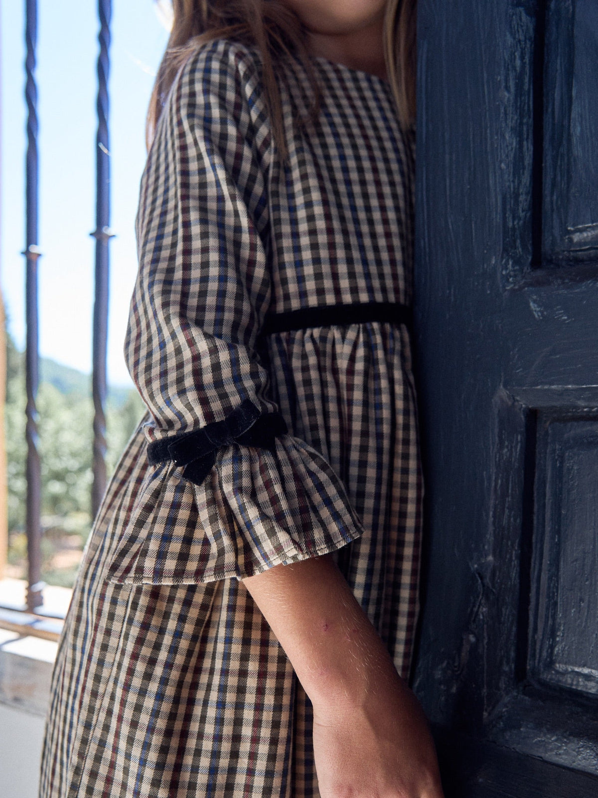 Burgundy Check Marta Girl Dress