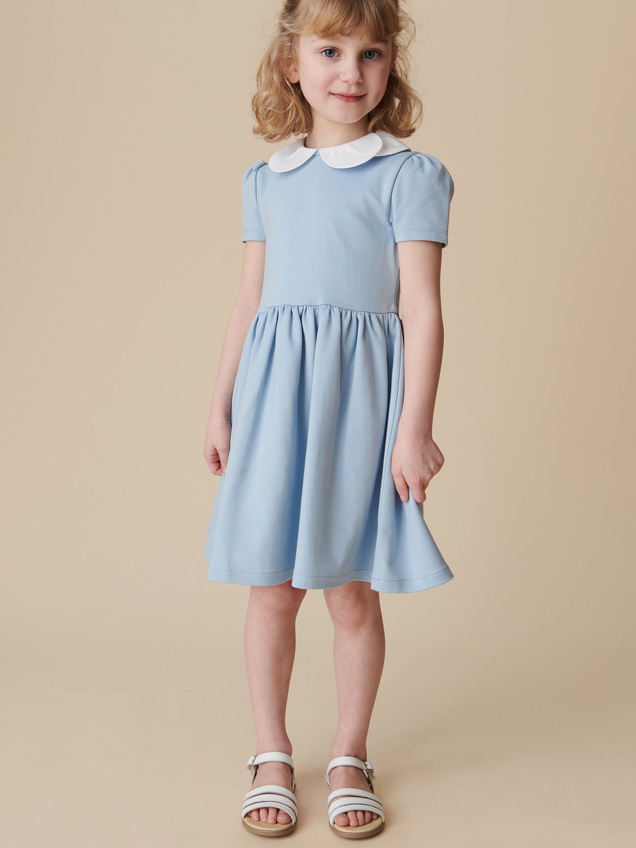 dusty blue girl dress Princess Sheer Neck Pleated Dusty Blue Tulle Wedding Flower Girl Dress 9T