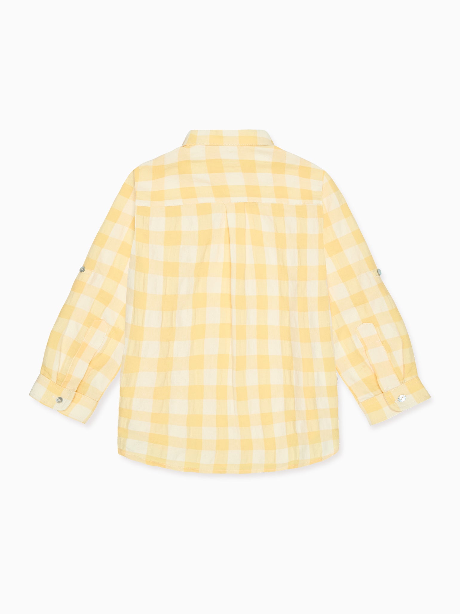 Yellow Gingham Mateo Linen Mix Long Sleeve Boy Shirt