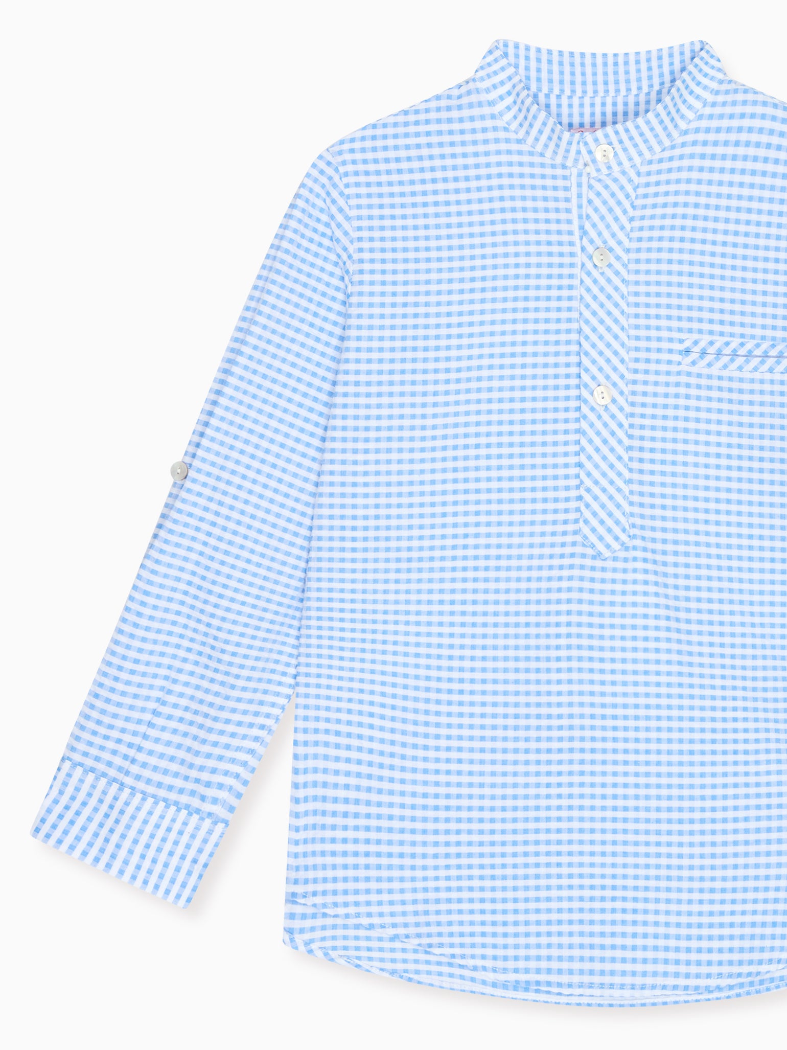 Blue Gingham Mateo Long Sleeve Boy Shirt