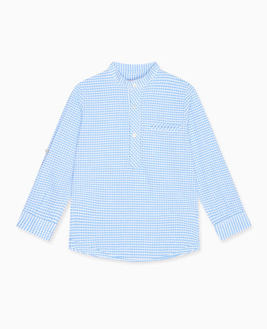 Blue Gingham Mateo Long Sleeve Boy Shirt