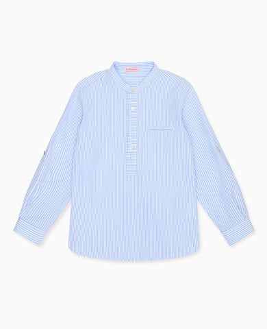 Blue Stripe Mateo Long Sleeve Boy Shirt