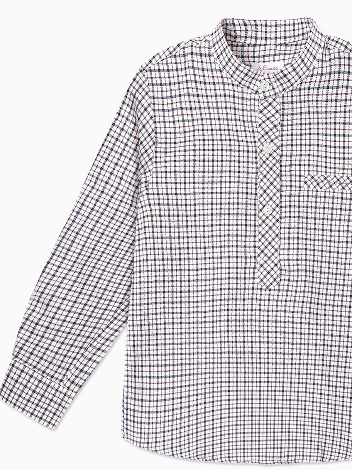 Burgundy Check Mateo Long Sleeve Boy Shirt