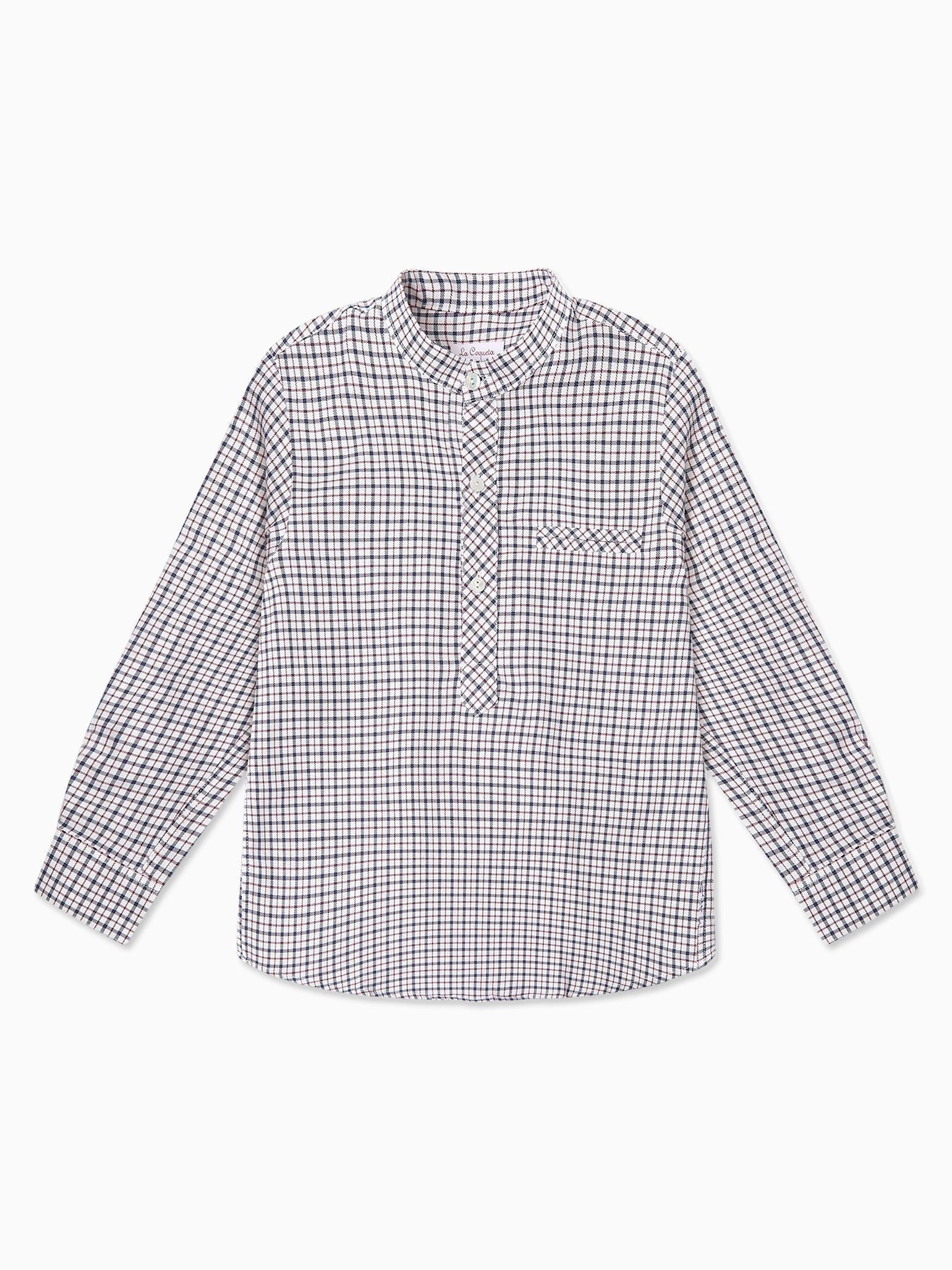 Burgundy Check Mateo Long Sleeve Boy Shirt