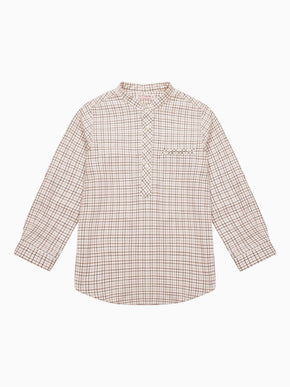 Caramel Check Mateo Long Sleeve Boy Shirt