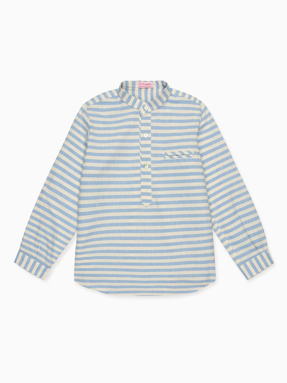 Dusty Blue Stripe Mateo Long Sleeve Boy Shirt