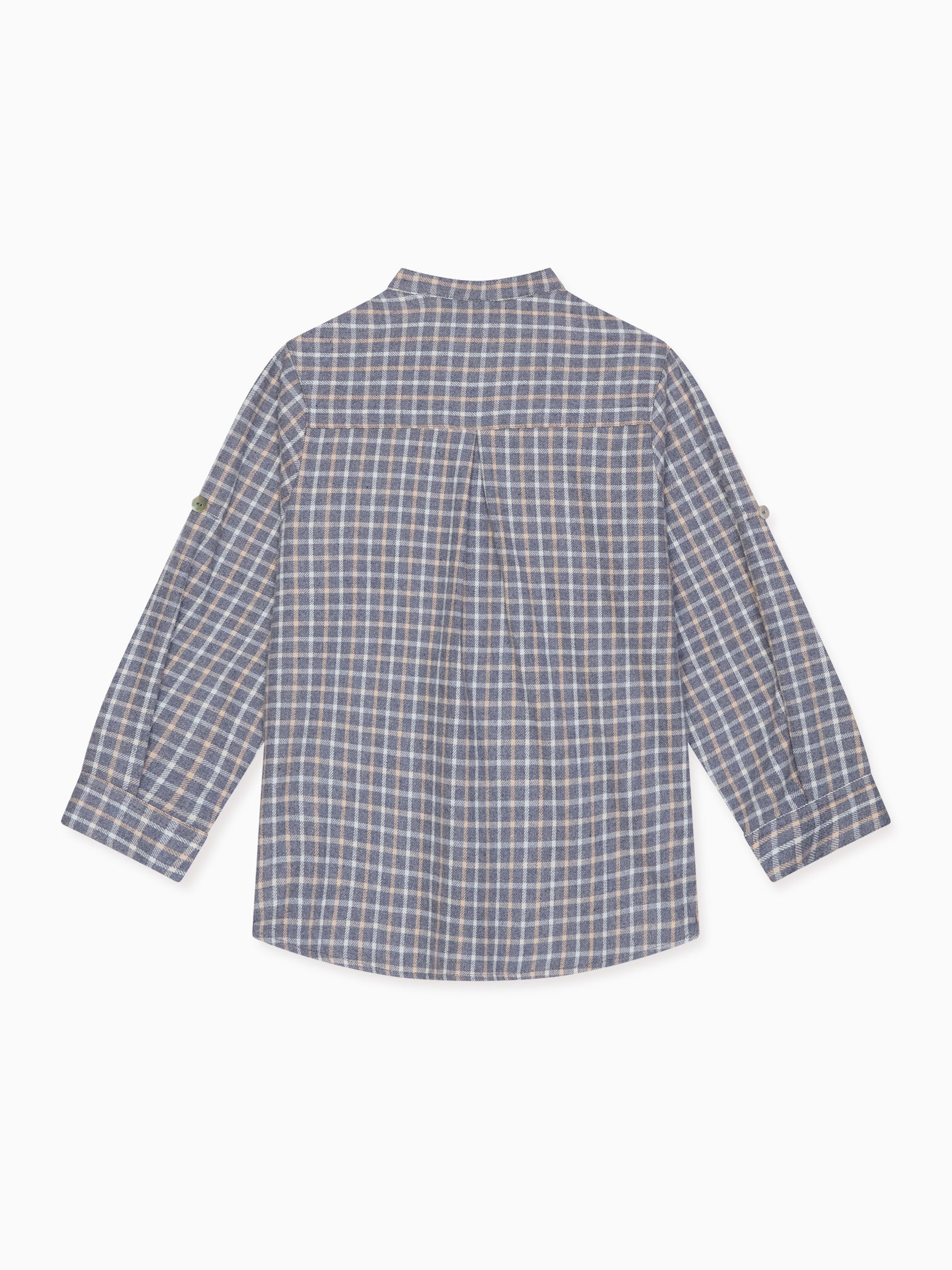 トップス c-boy style Soft Tone (No.105) Grey Check Mateo Long Sleeve Boy Shirt | La Coqueta Kids