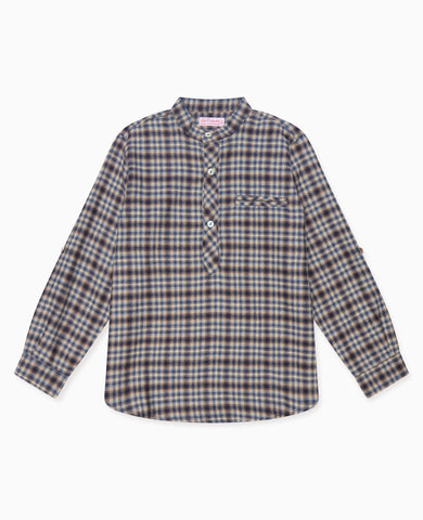 Navy Check Mateo Long Sleeve Boy Shirt