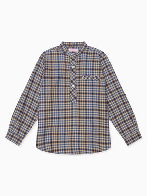 Navy Check Mateo Long Sleeve Boy Shirt