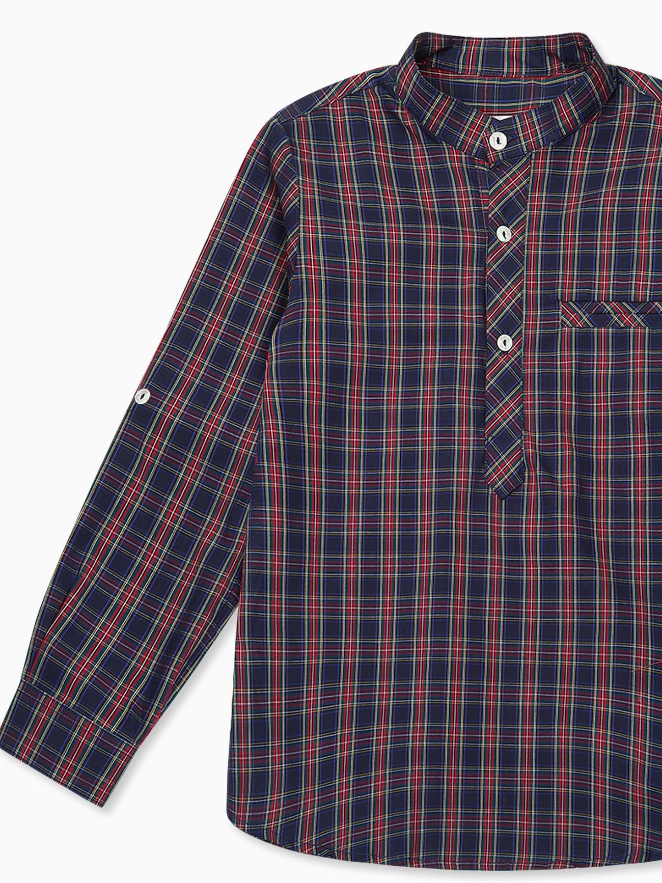 Navy Tartan Mateo Long Sleeve Boy Shirt