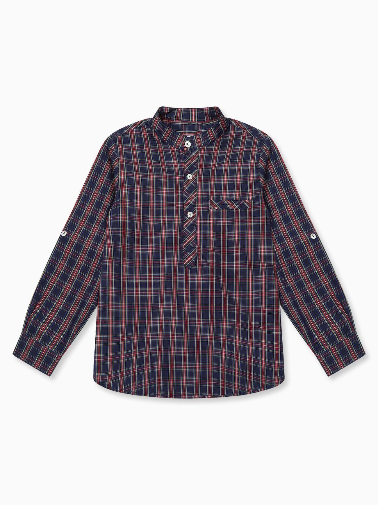 Navy Tartan Mateo Long Sleeve Boy Shirt
