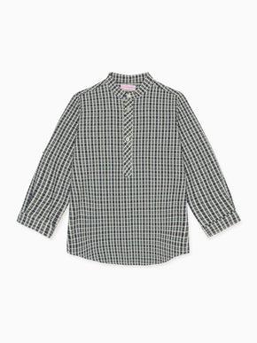 Navy Tartan Mateo Long Sleeve Boy Shirt