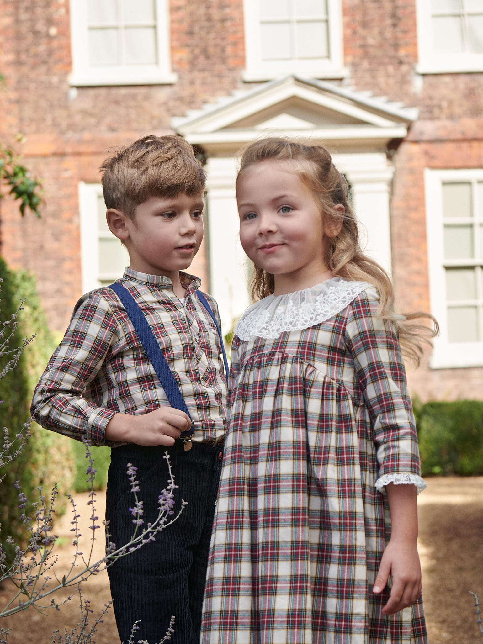 Ivory Tartan Aralia Girl Dress