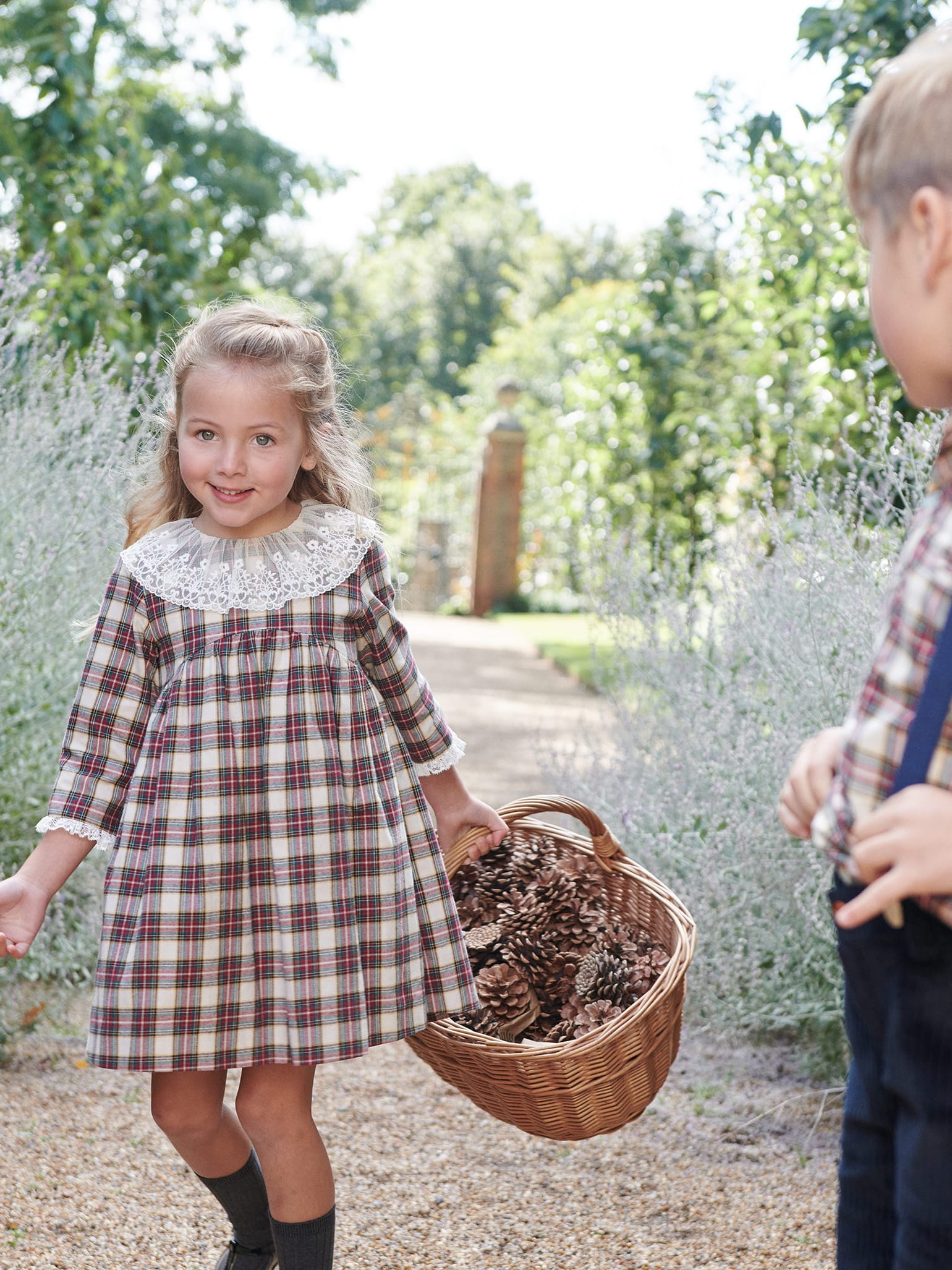 Ivory Tartan Aralia Girl Dress