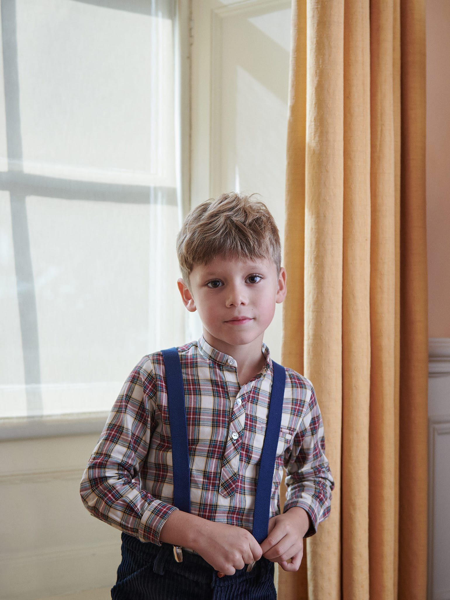 Ivory Tartan Mateo Long Sleeve Boy Shirt