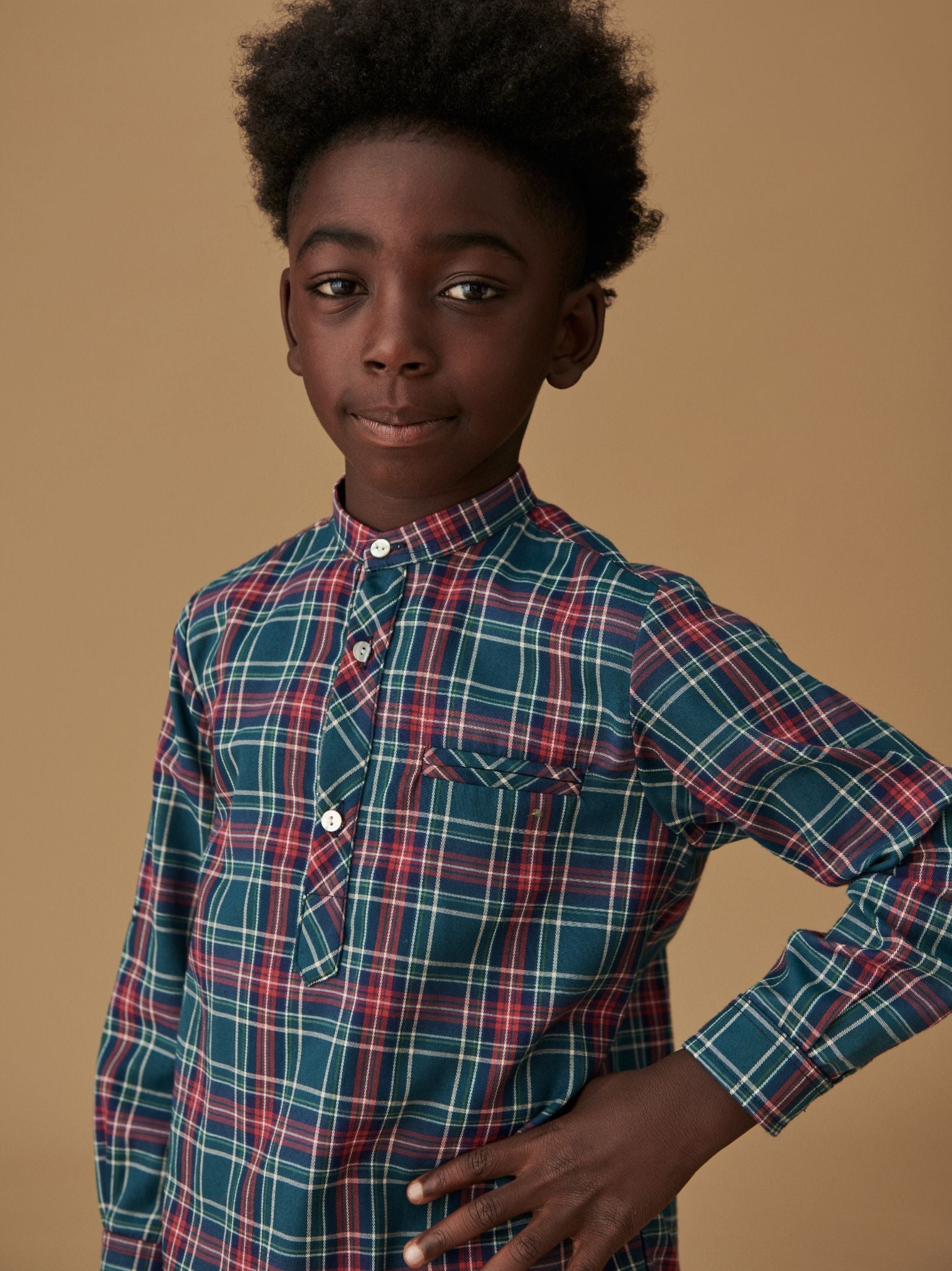 Green Tartan Mateo Long Sleeve Boy Shirt