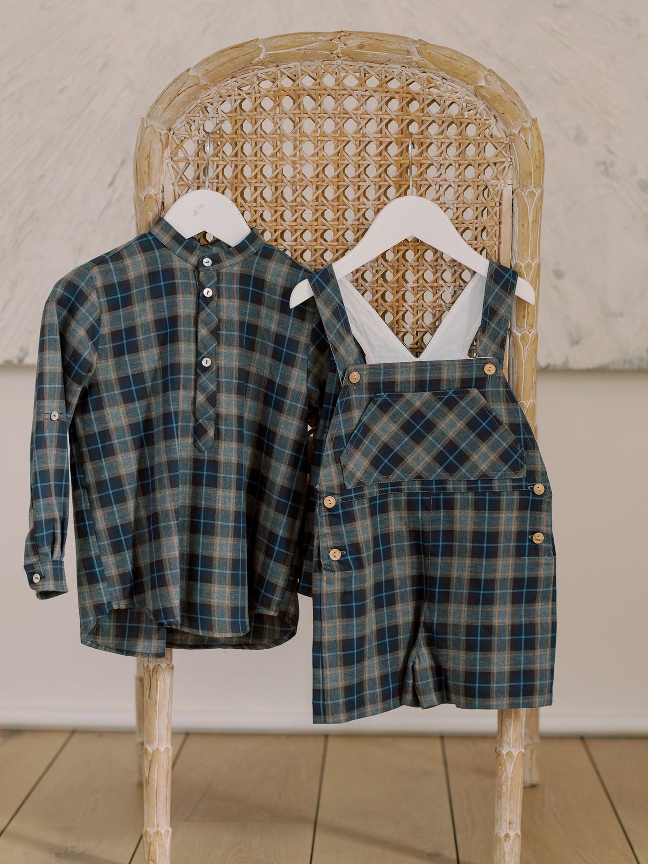 Blue Check Salma Baby Overalls