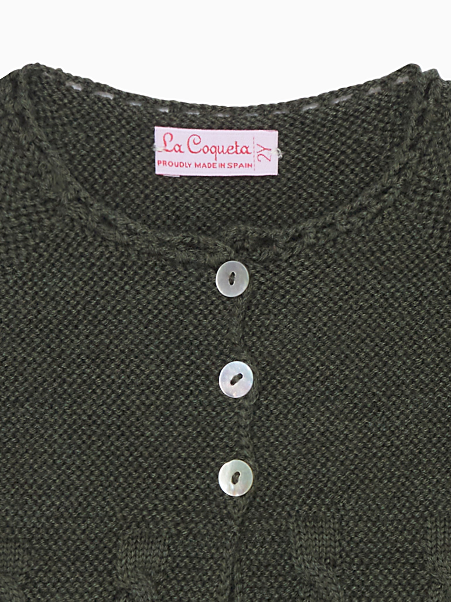 Olive Green Mela Merino Baby Cardigan