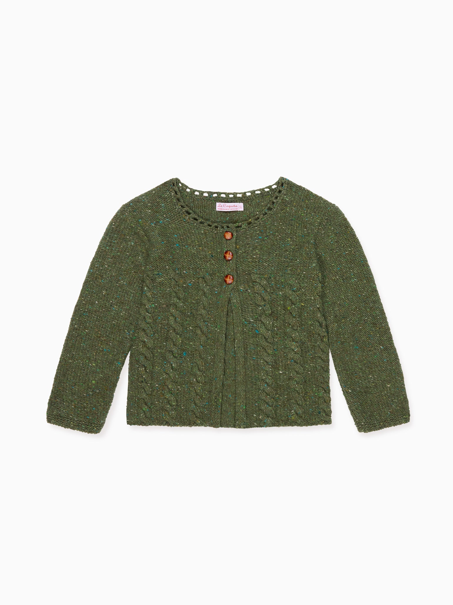 Light Olive Mela Merino Girl Cardigan