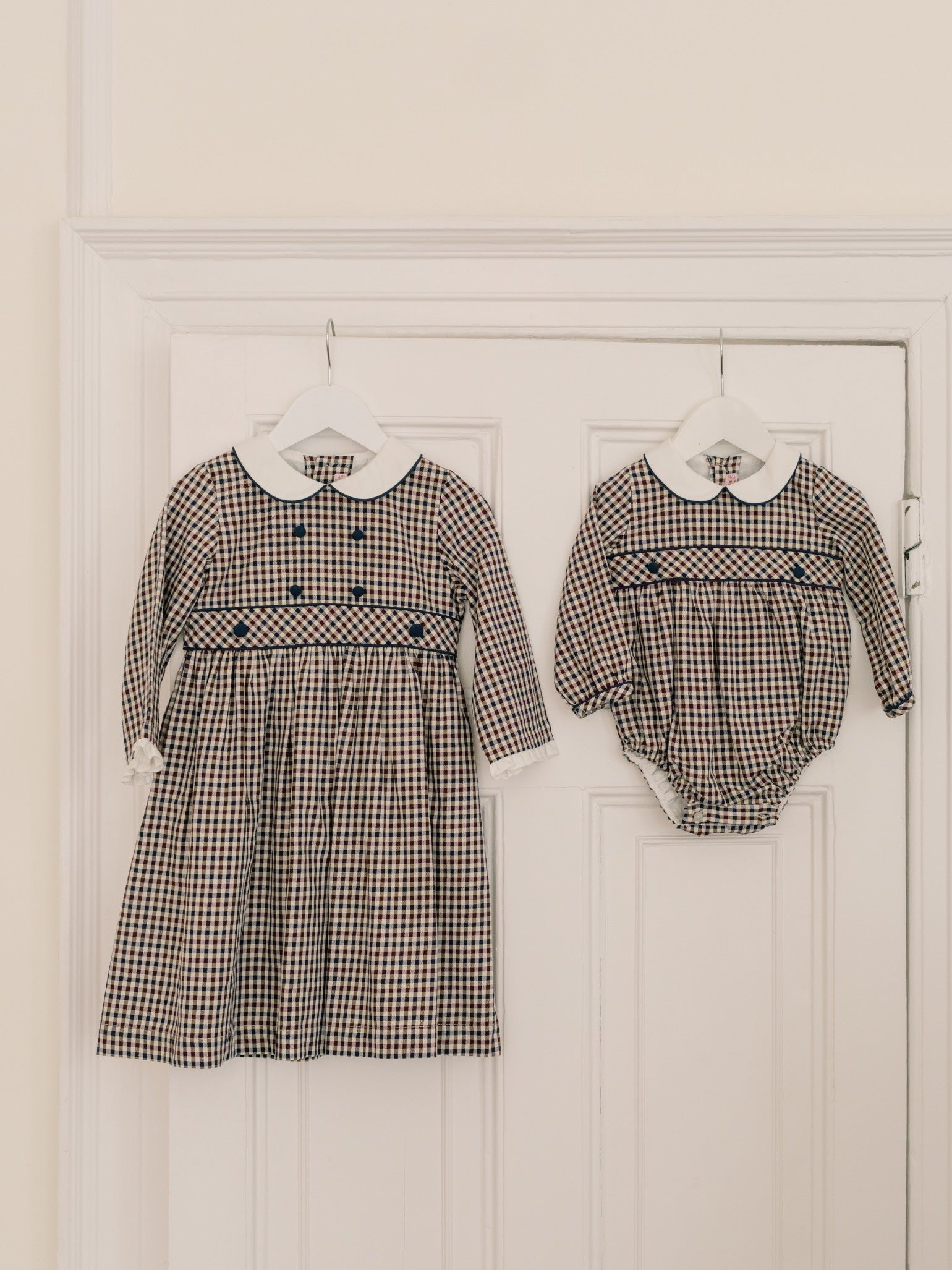 Burgundy Check Melissa Girl Dress | Elegant Check Print