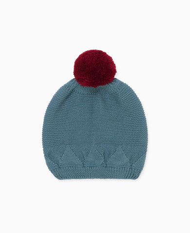 Blue Merino Bobble Hat