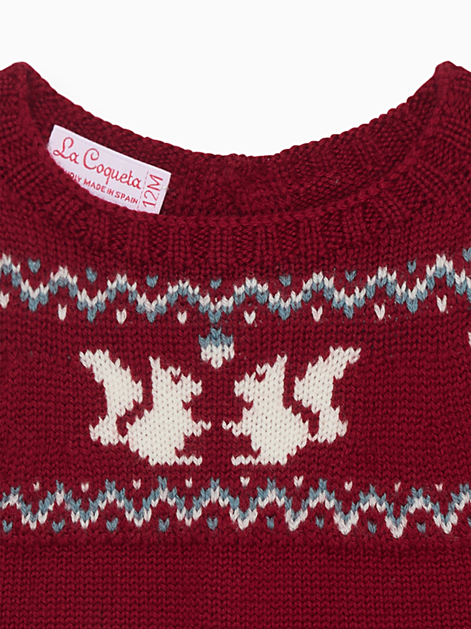 Burgundy Merino Fair Isle Baby Knitted Romper