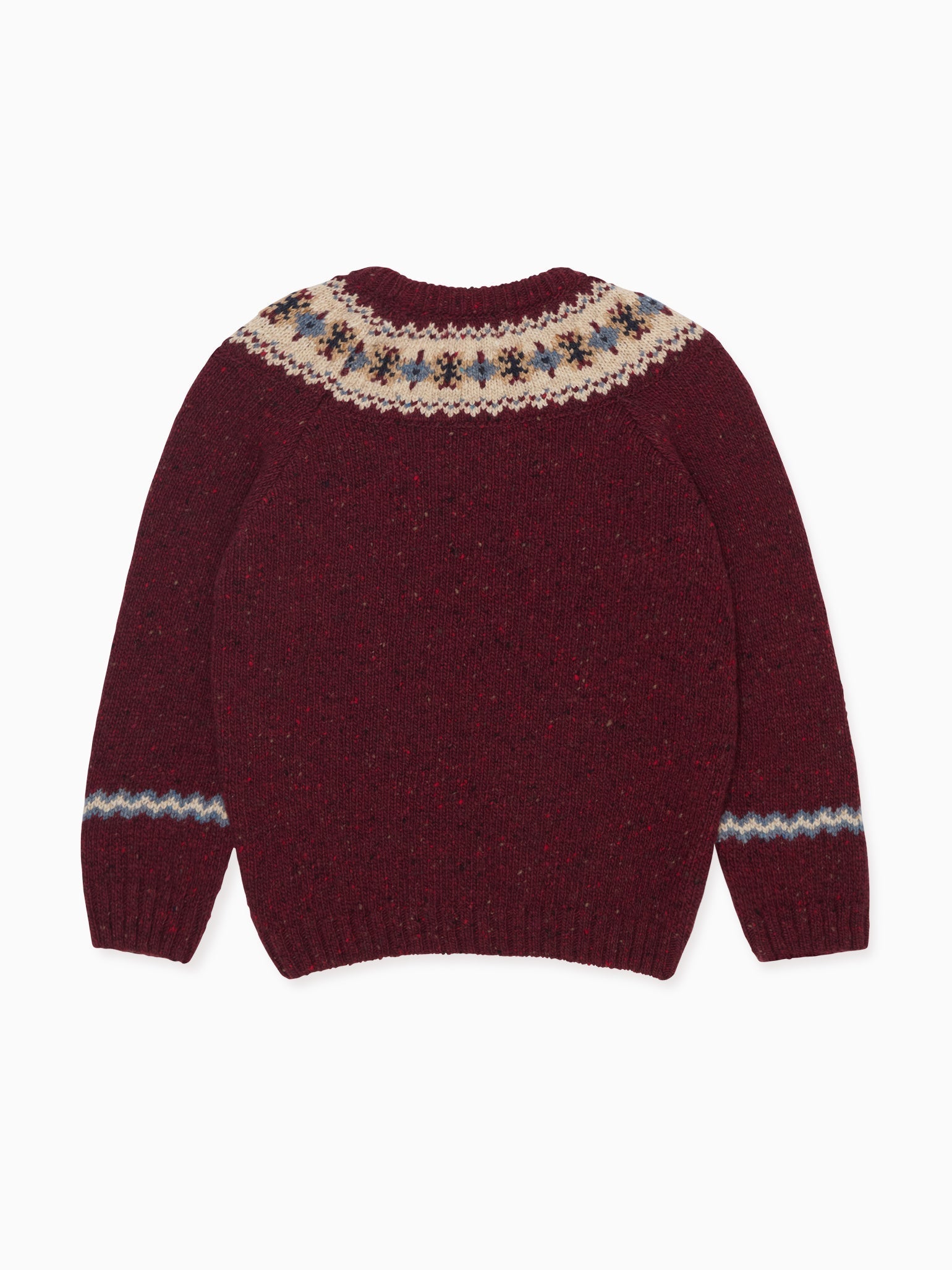 Burgundy Merino Fair Isle Kids Sweater