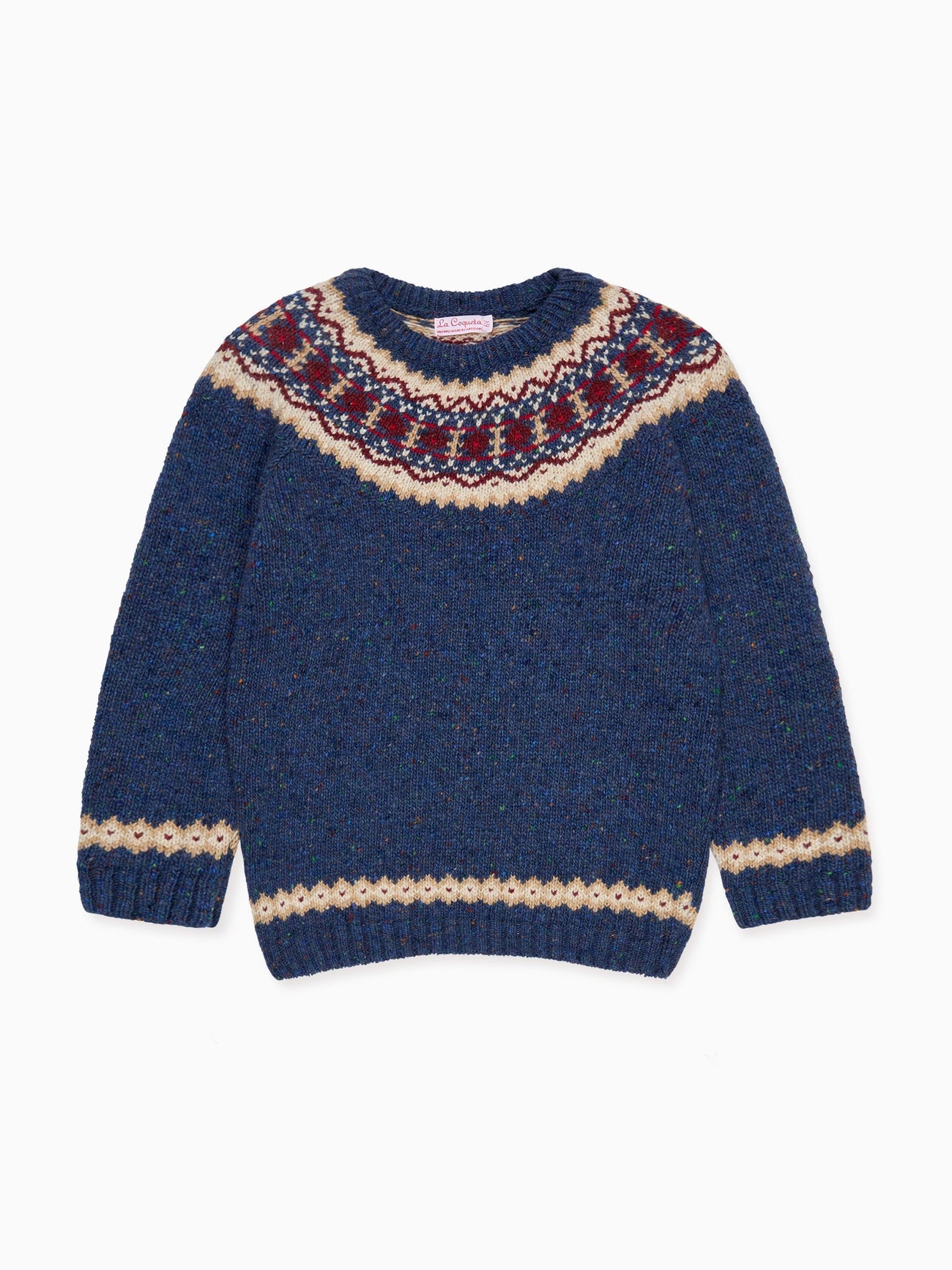 Dark Blue Merino Fair Isle Kids Jumper