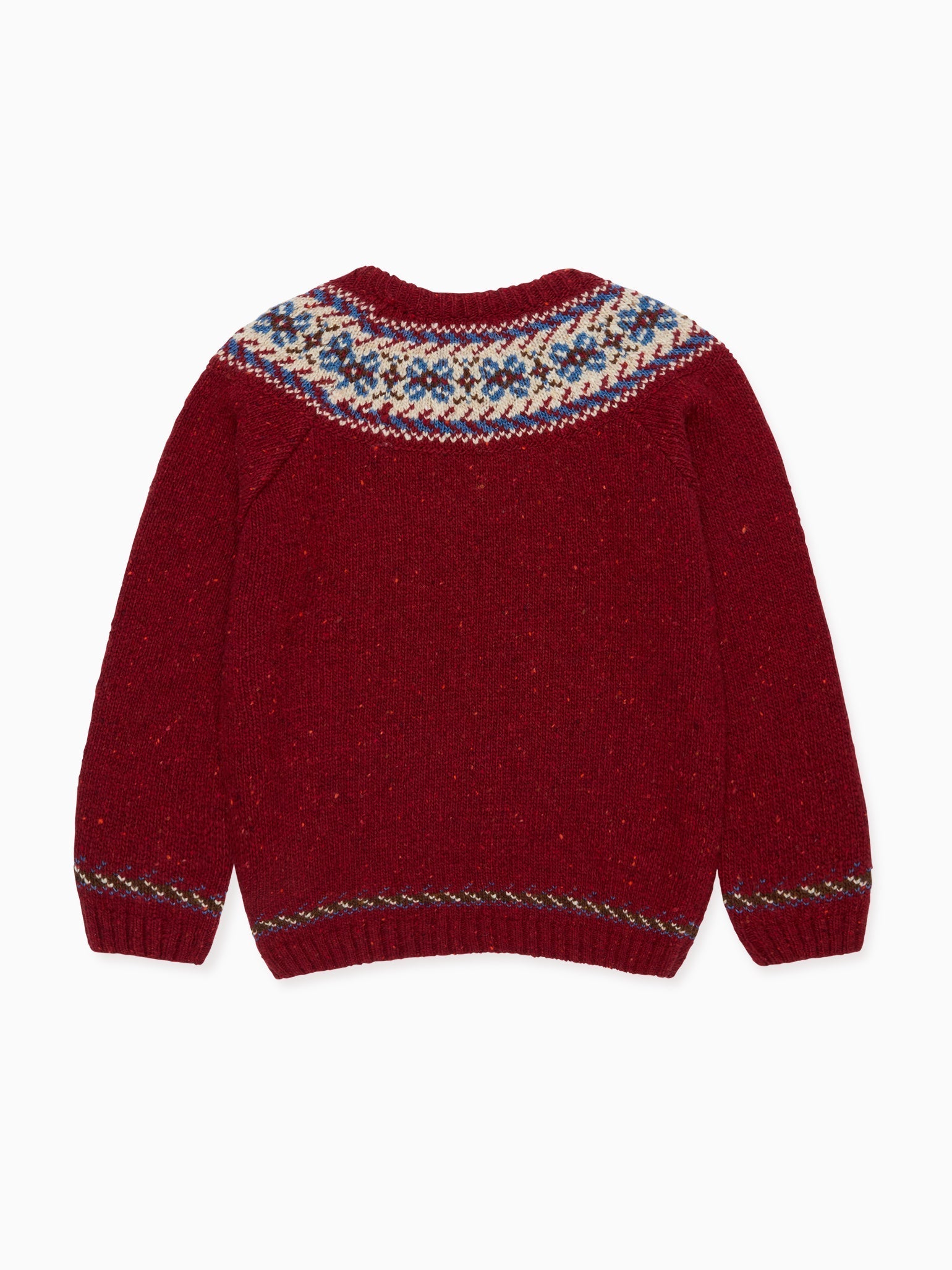 Dark Red Merino Fair Isle Kids Jumper