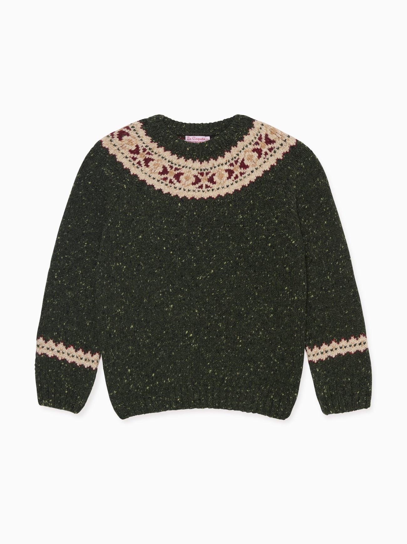 Green Merino Fair Isle Kids Sweater