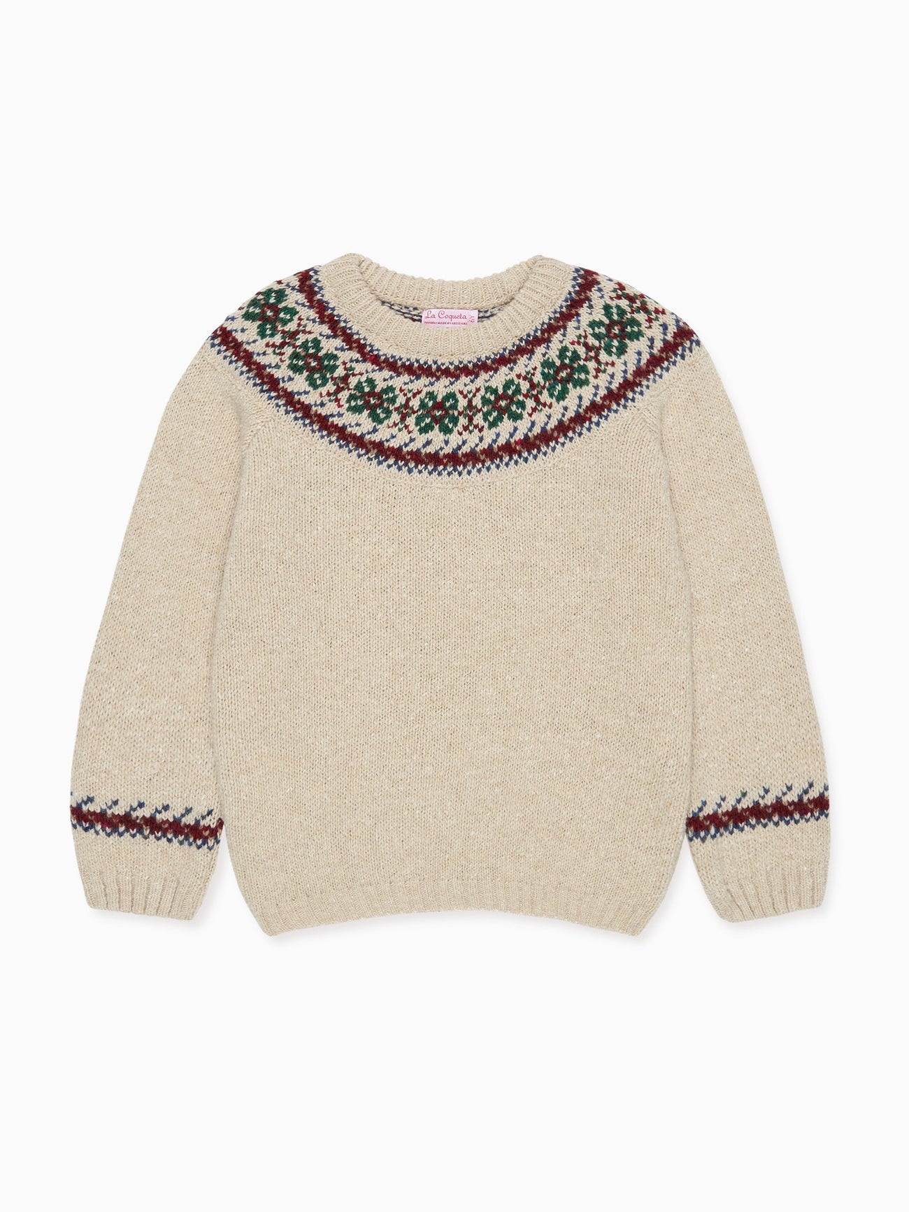 Oatmeal Melange Merino Fair Isle Kids Jumper