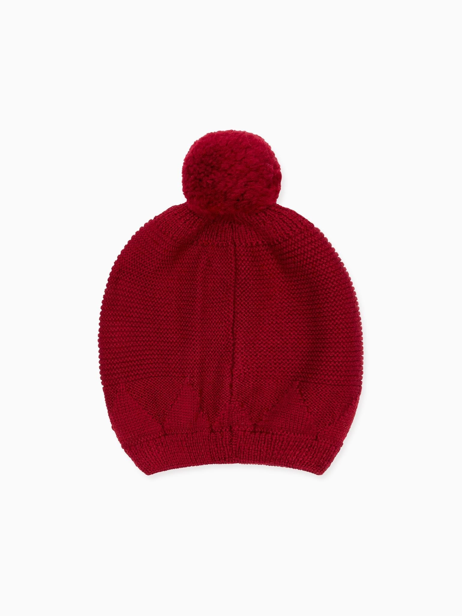 Burgundy Merino Kids Bobble Hat