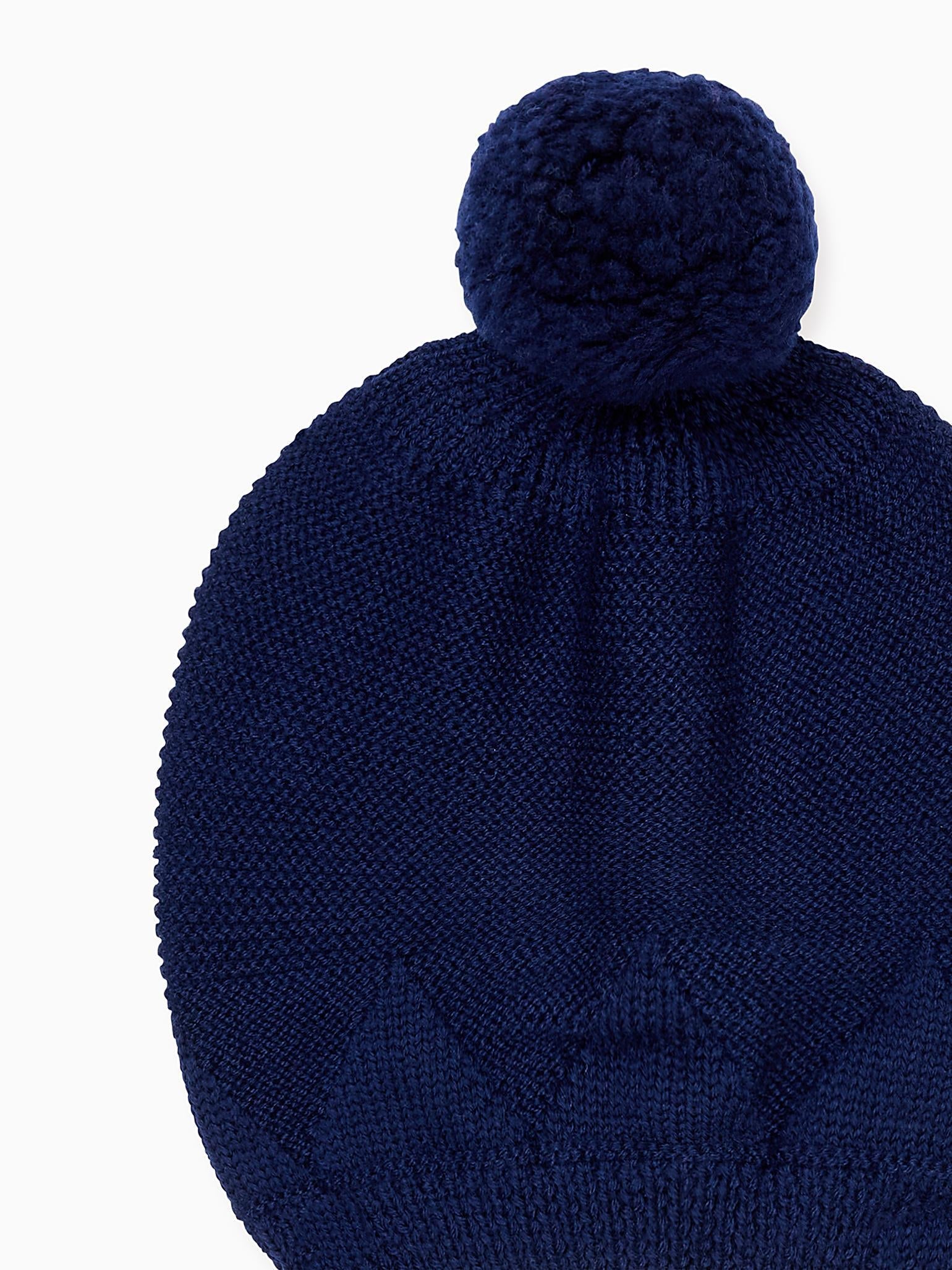 Navy Merino Kids Bobble Hat