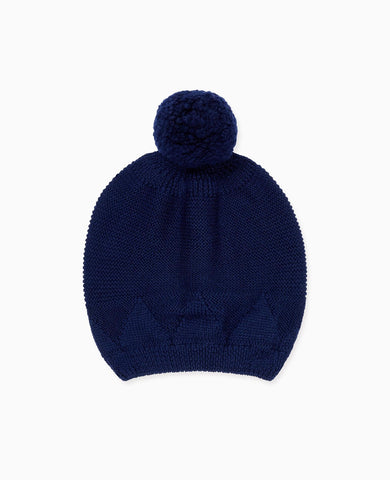 Navy Merino Kids Bobble Hat