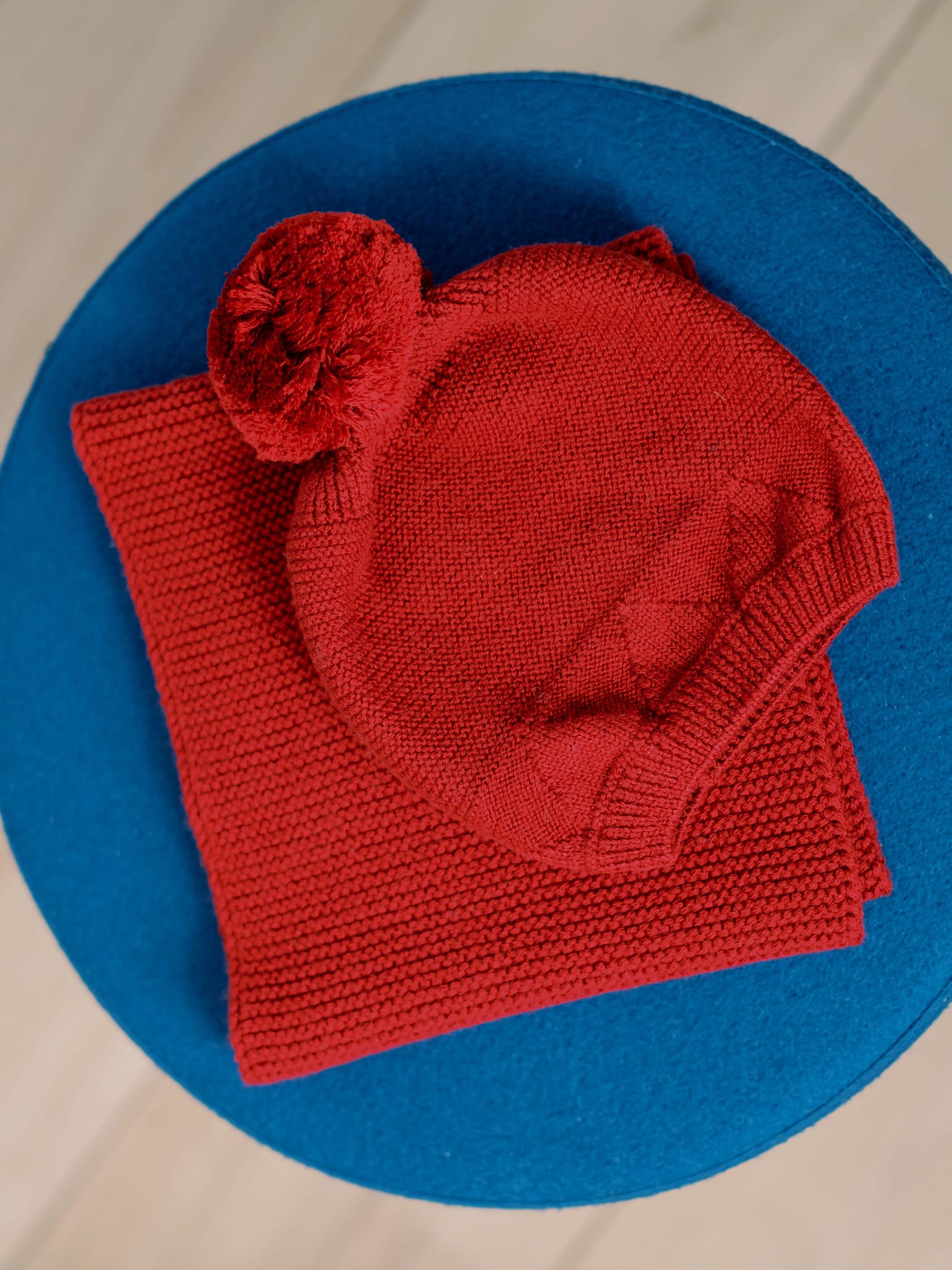 Burgundy Merino Kids Bobble Hat