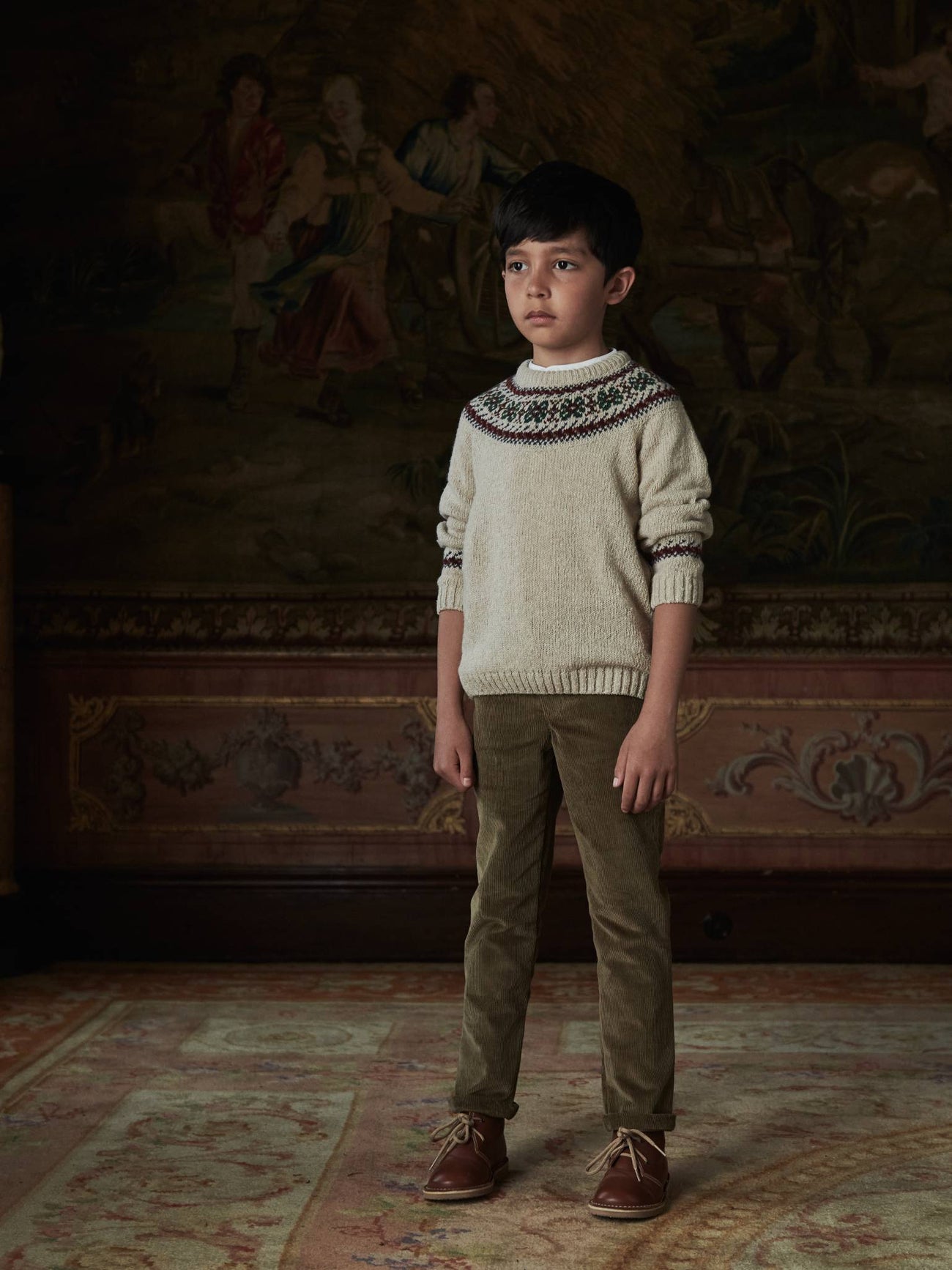 Oatmeal Melange Merino Fair Isle Kids Jumper