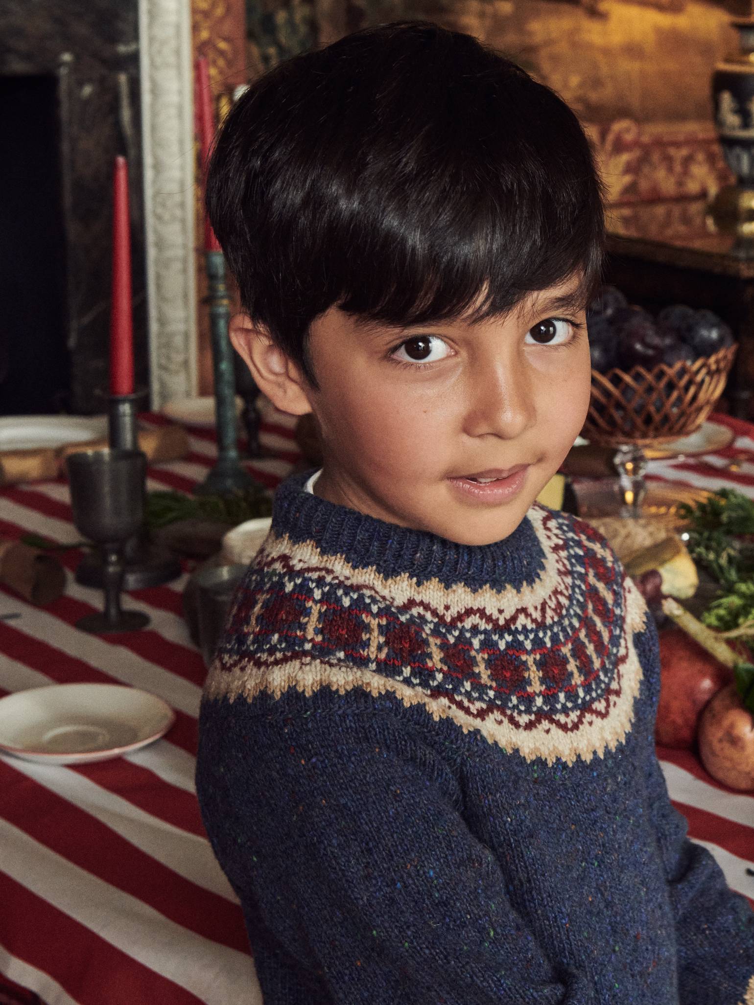 Dark Blue Merino Fair Isle Kids Jumper