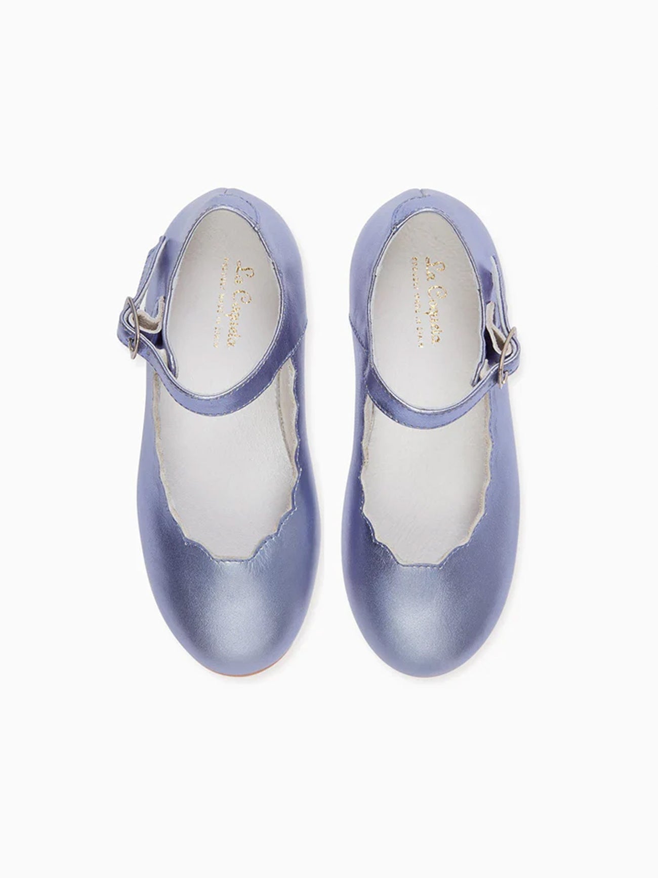 Metallic Lilac Leather Girl Scallop Mary Jane Shoes