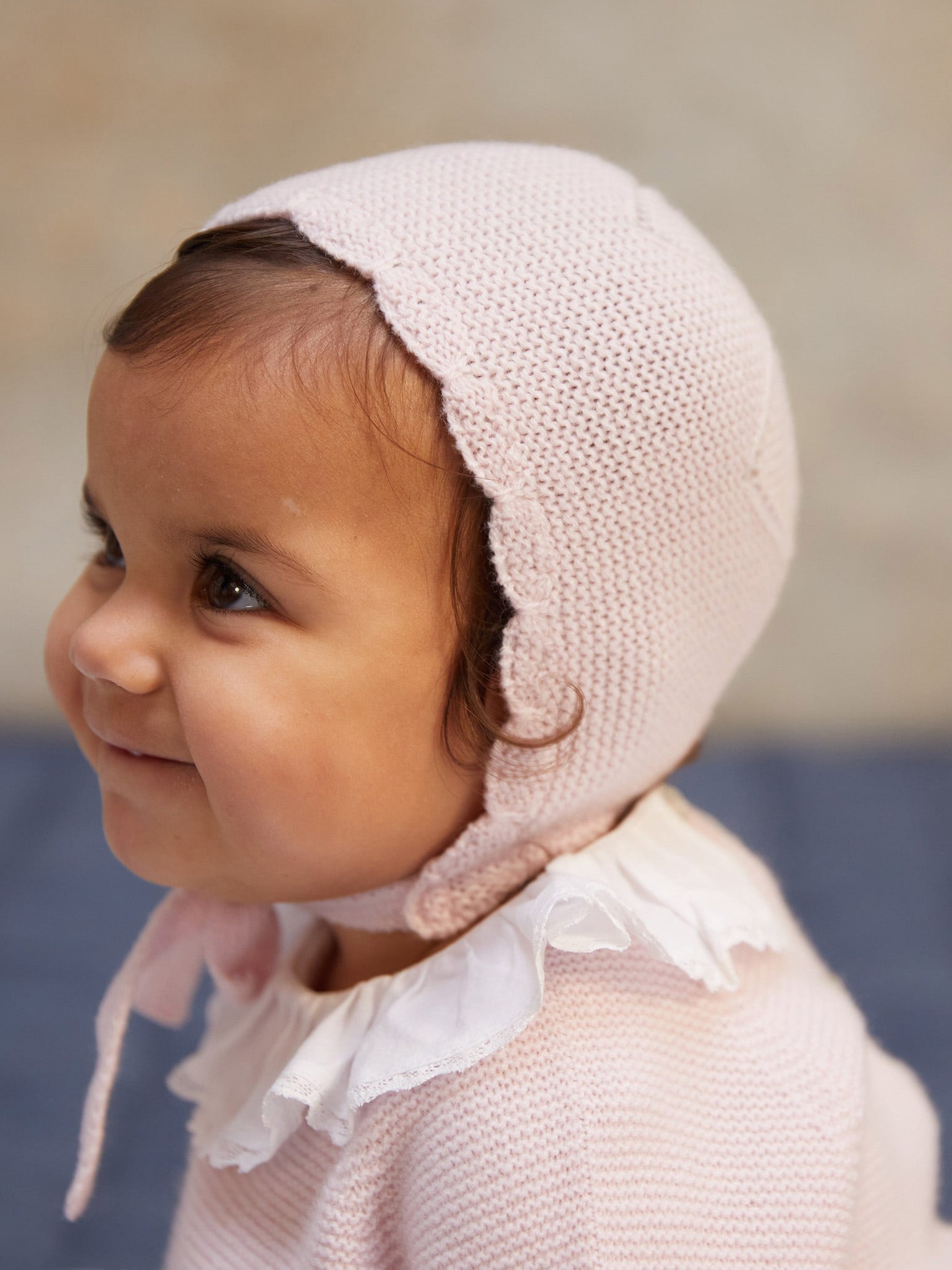 Pink Abril Cashmere Baby Girl Bonnet
