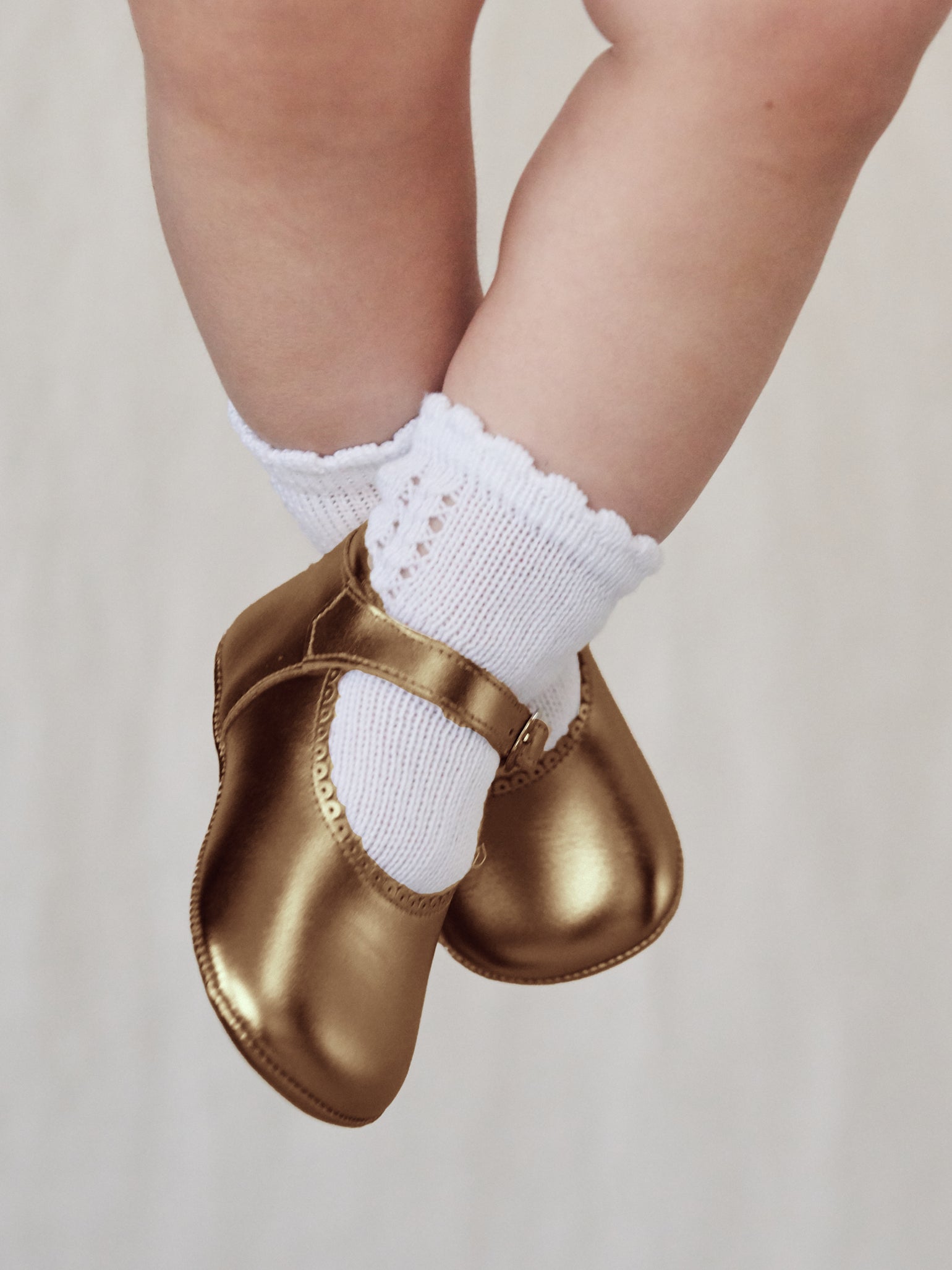 Bronze Leather Baby Mary Jane Shoes La Coqueta Kids