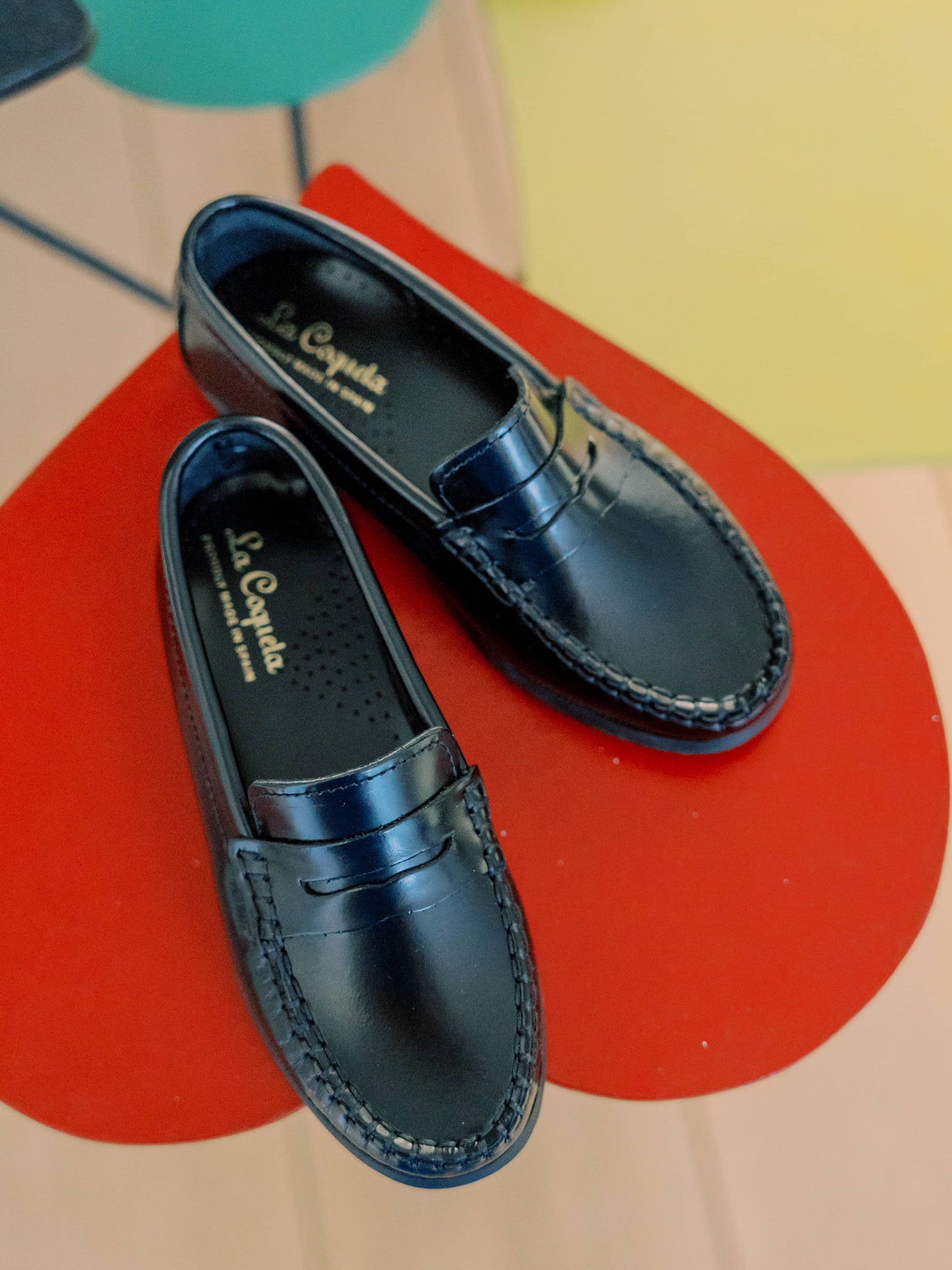 Black Leather Castellanos Boy Loafer Shoes