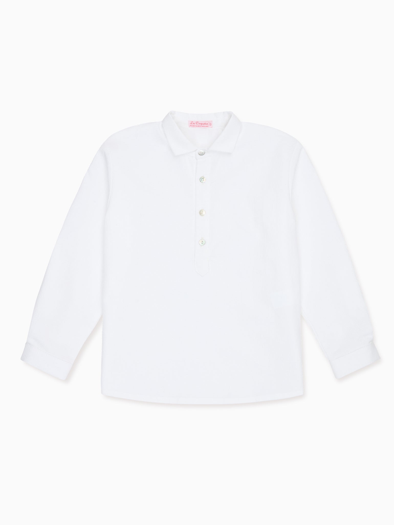 White Jazmin Linen Mix Boy Shirt | La Coqueta Kids UK