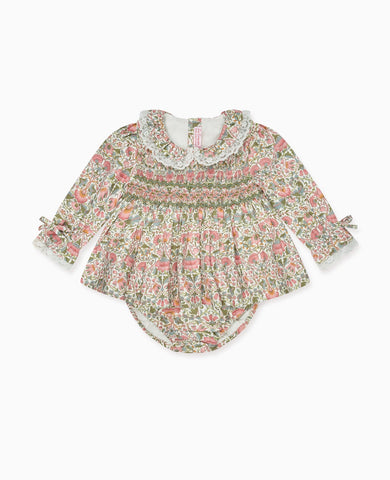 Pink Floral Milla Baby Girl Hand-Smocked Set
