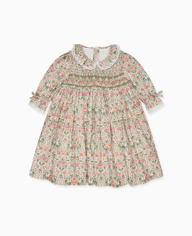 Pink Floral Milla Girl Hand-Smocked Dress